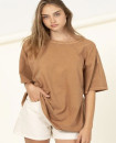 Made In Portugal Organic Cotton Oversize T Shirt Stone Wash Fade out Camel